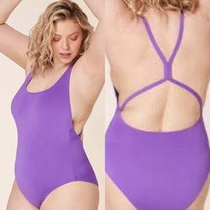 Andie The Marina Violet One Piece Swimsuit Classic Strappy Open Back XXL